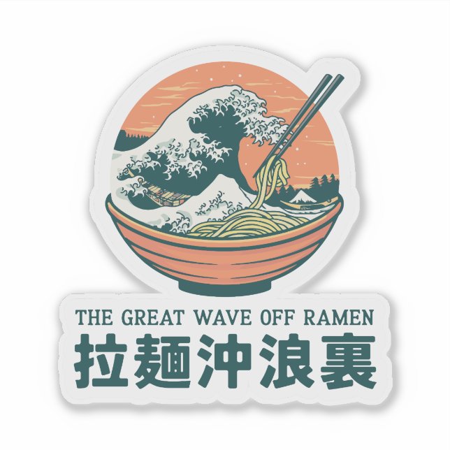 Sticker Japon Great Ramen Wave Ukiyoe (Devant)