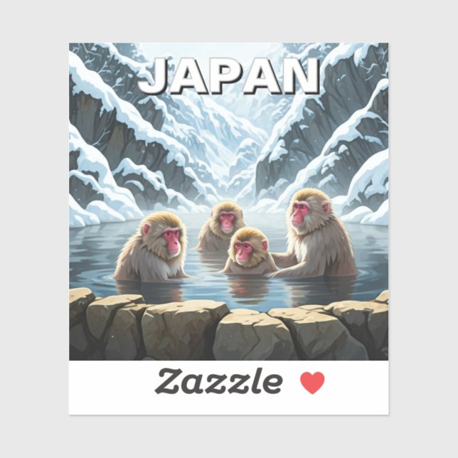 Sticker Japon Jigokudani Singes du parc des singes (Feuille)