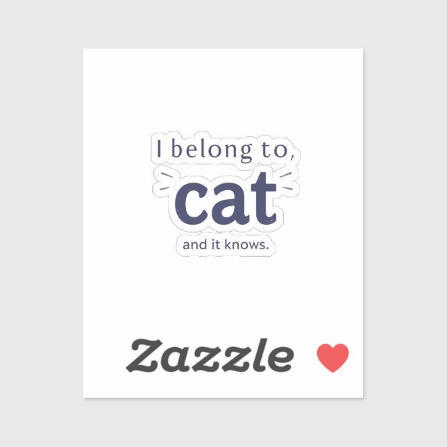 Sticker J'appartiens à mon chat (Feuille)