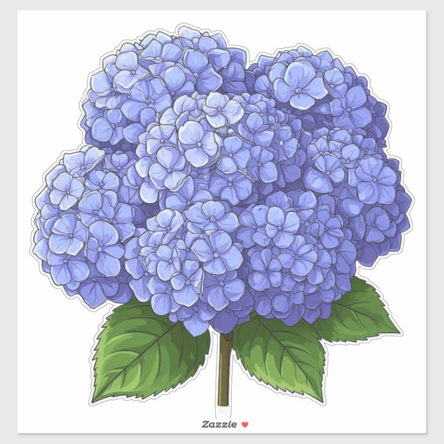 Sticker 🌸 Jardin de grappes florales d'hortensia bleu 🌸 (Feuille)