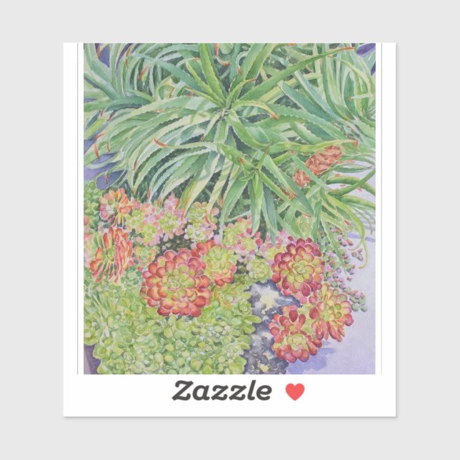 Sticker Jardin de plantes grasses (Feuille)