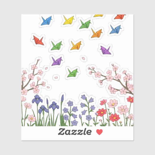 Sticker Jardin des grues en papier (Feuille)