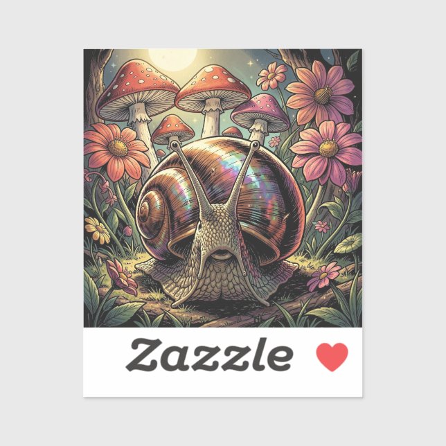Sticker Jardin fantaisiste de l'escargot cosmique et des c (Feuille)