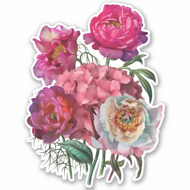 Sticker Jardin fleuri romantique (Devant)