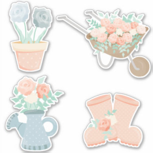 Sticker Jardin Floral rose Pastel
