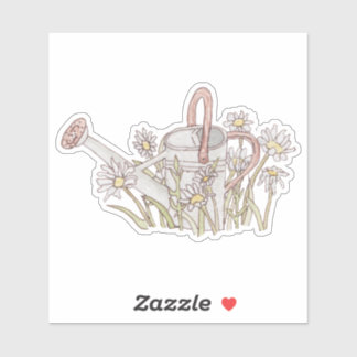 Sticker Jardin paisible Aquarelle peuvent marguerites