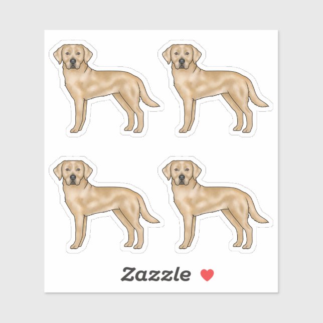 Sticker Jaune Labrador Retriever mignon Cartoon Lab Chig A (Feuille)