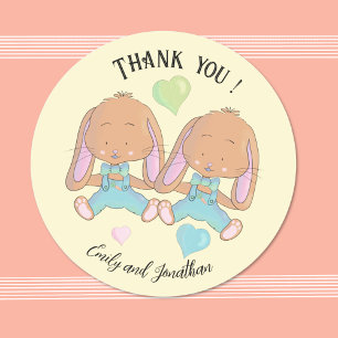 Sticker Jaune Merci de printemps Twin Bunnies