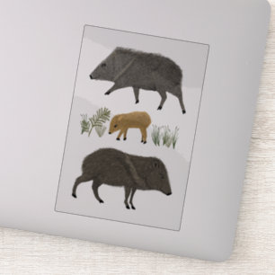 Sticker Javelina Family Portrait Crayon couleur Art