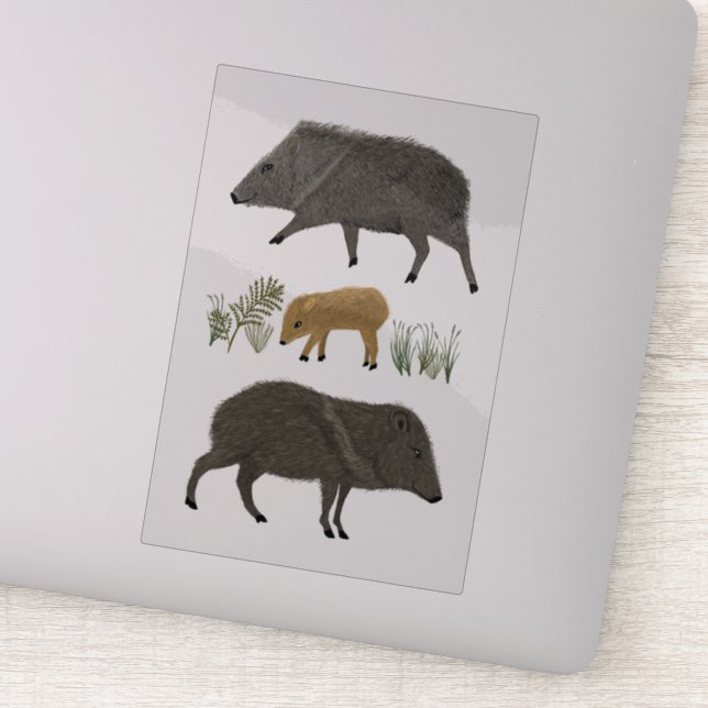 Sticker Javelina Family Portrait Crayon couleur Art (Détail)