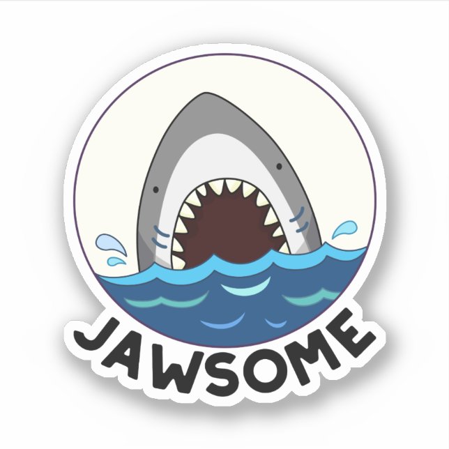 Sticker Jawsome Funny Shark Teeth Pun (Devant)