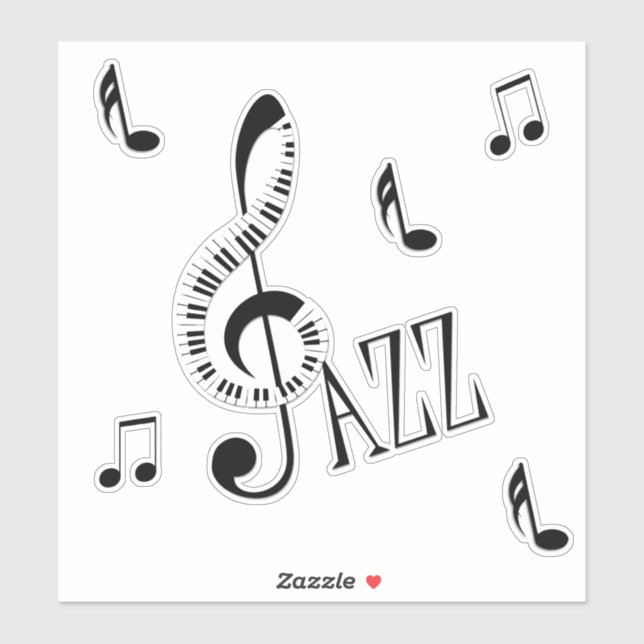 Sticker Jazz Piano G Clef and Notes (Feuille)