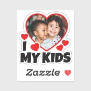 Sticker J'Coeur Mes Enfants Photo Personnalisée Coupe Viny