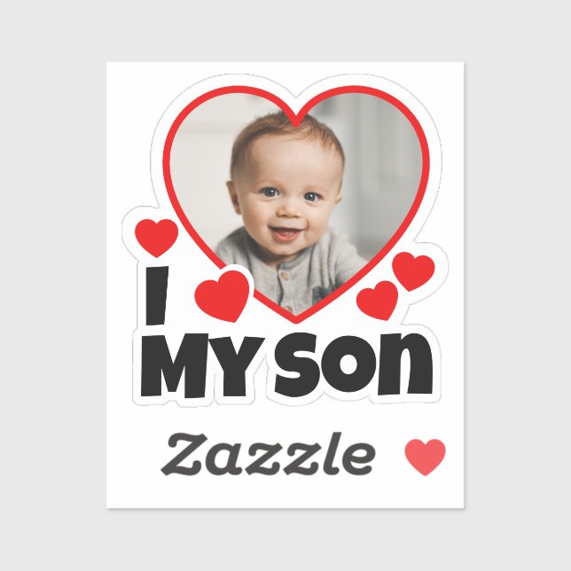 Sticker J'Coeur Mon Fils Photo Personnalisée Coupe Vinyl (Feuille)