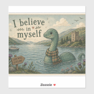 Sticker Je crois en moi-même Loch Ness Monster fantaisiste
