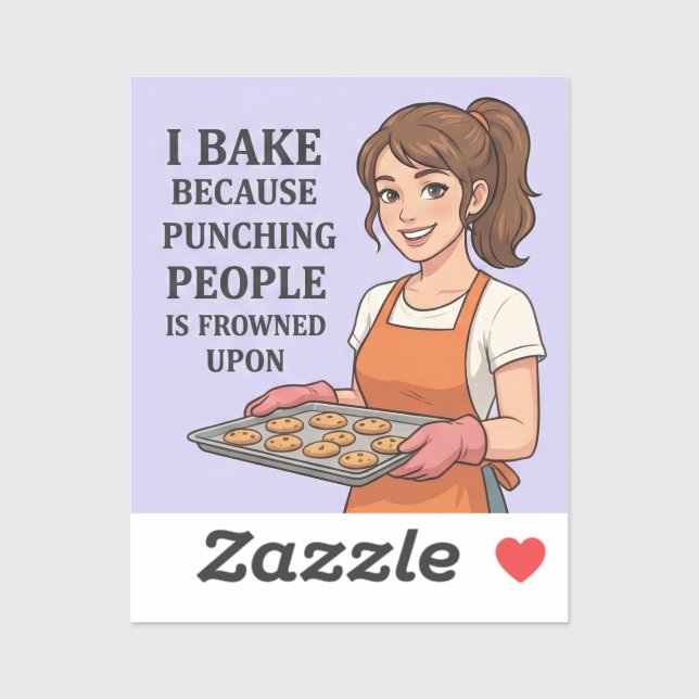 Sticker Je fais de la pâtisserie parce que frapper les gen (Feuille)