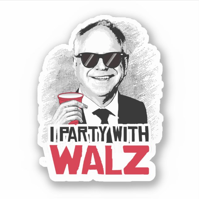 Sticker Je fête avec Tim Walz (Devant)