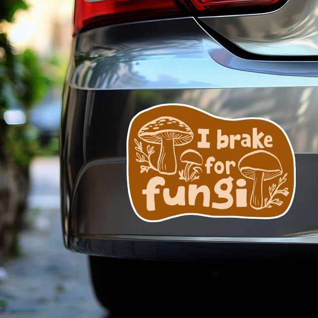 Sticker JE FREINE POUR FUNGI Fun Mushroom (I BRAKE FOR FUNGI Fun Mushroom Foraging Sticker
)