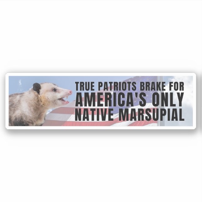 Sticker Je freine pour le seul marsupial natif d'Amérique (Devant)
