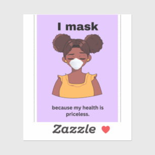 Sticker Je masque parce que ma santé est vinyle inestimabl