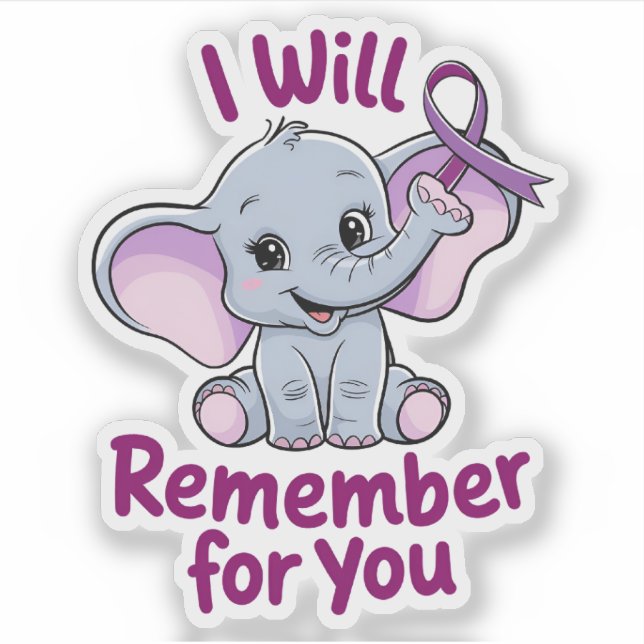 Sticker Je me souviendrai pour vous de l'éléphant mignon A (Devant)
