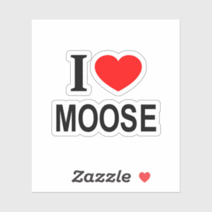 Sticker JE ❤️ MOOSE J'AIME MOOSE I HEART MOOSE Vinyl