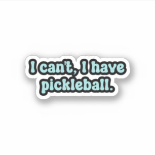 Sticker Je ne peux pas, j'ai le pickleball Blue Retro Text