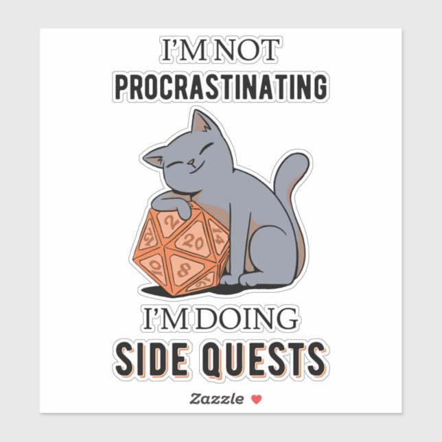 Sticker Je ne procrastine pas, je fais des quêtes secondai (Feuille)