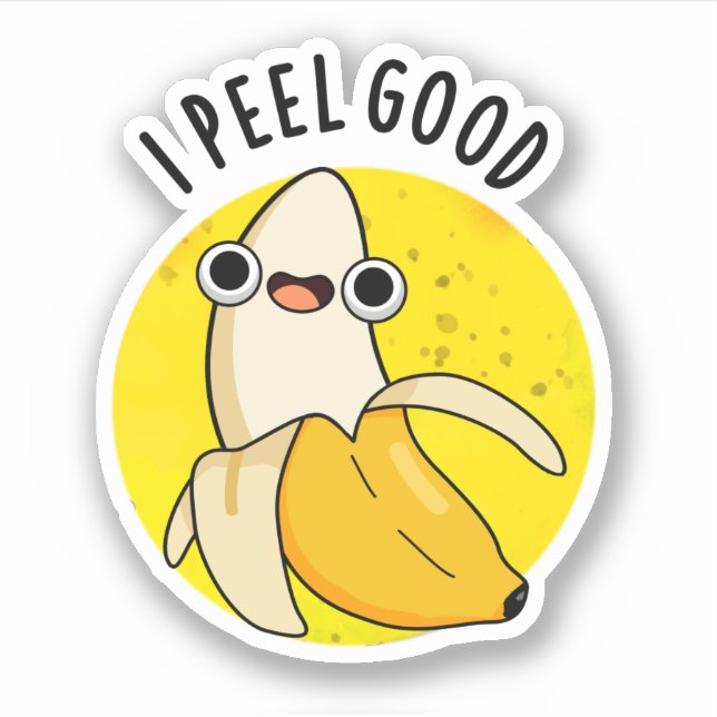 Sticker Je Peel Good Fundy Fruit Banana Pun (Devant)