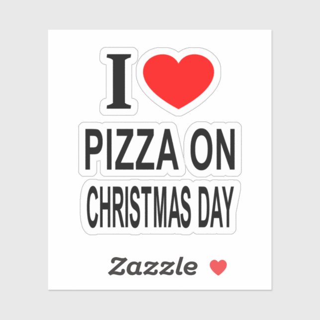 Sticker JE ❤️ PIZZA LE JOUR DE NOËL J'AIME PIZZA SUR LE Vi (Feuille)