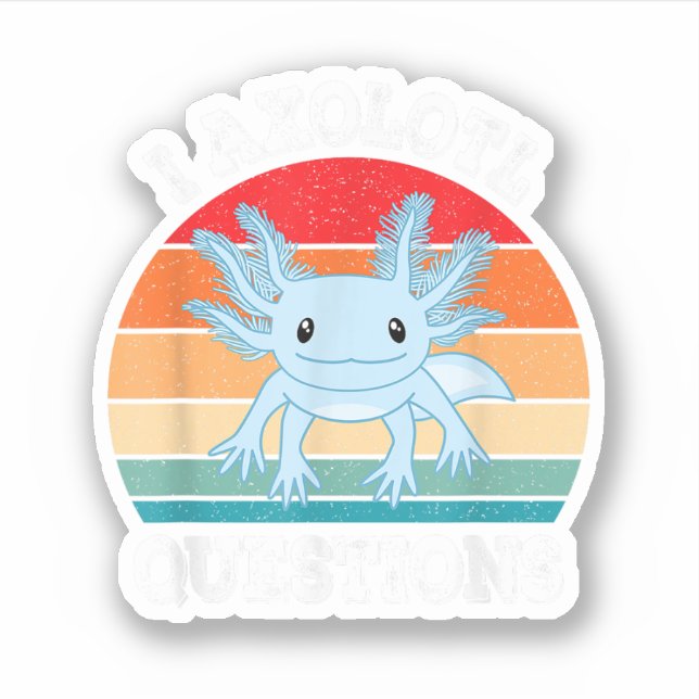 Sticker Je pose des questions sur l'Axolotl Mignon Rétro D (Devant)