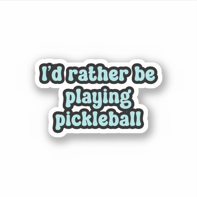 Sticker Je préfère jouer au pickleball Blue Retro Text (Devant)
