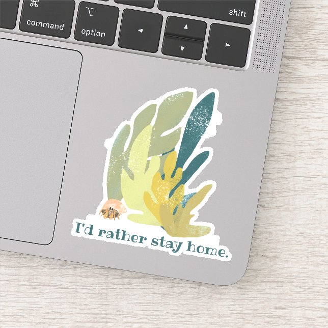 Sticker Je préfère rester à la maison Hermit Crab and Seaw (Détail)