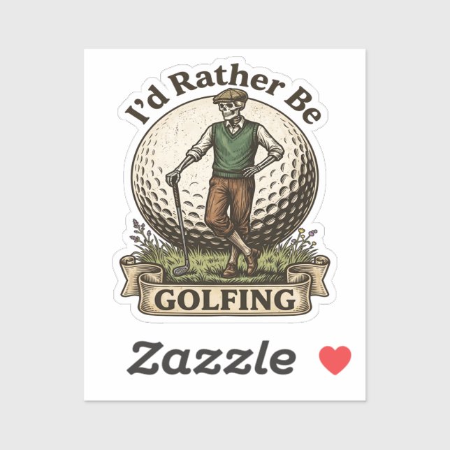 Sticker Je préférerais jouer au golf  (Feuille)