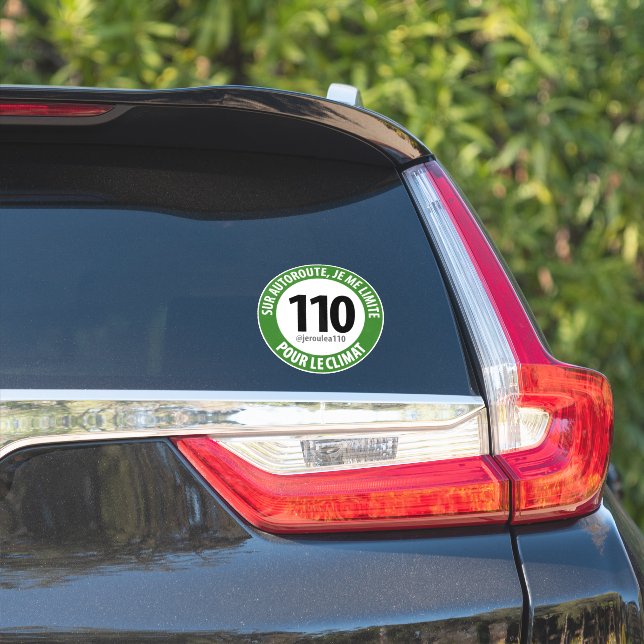 Sticker "Je roule à 110 pour le climat" (Côté voiture)