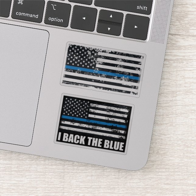 Sticker Je soutiens le drapeau américain Thin blue line gr (Détail)