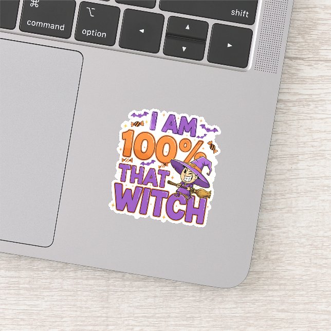 Sticker Je Suis À 100% Que Sorcière Halloween amusant (Détail)