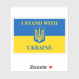 Sticker Je suis avec l'Ukraine. Drapeau ukrainien et Tride