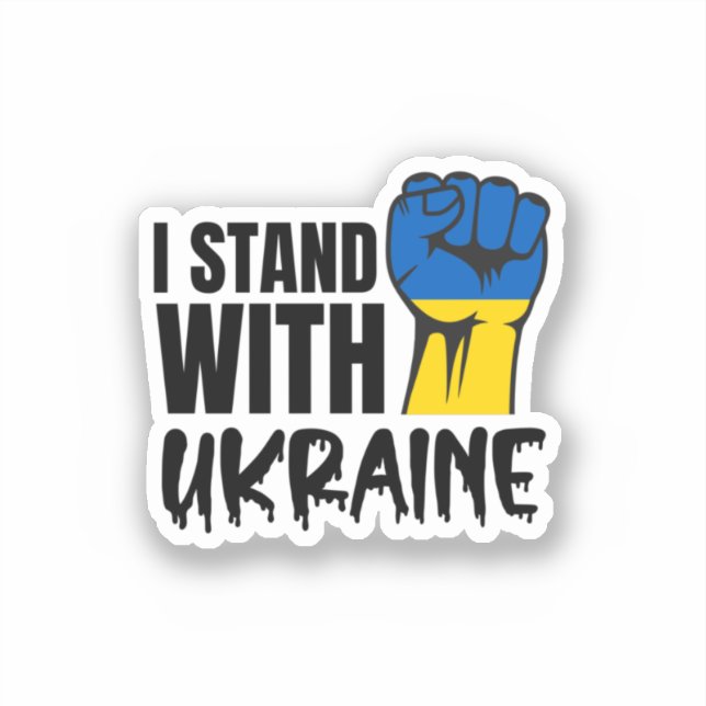 Sticker Je Suis Avec L'Ukraine | Solidarité | Pavillon Ukr (Recto)