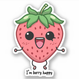 Sticker Je suis Berry Happy mignon saut de fraise kawaii