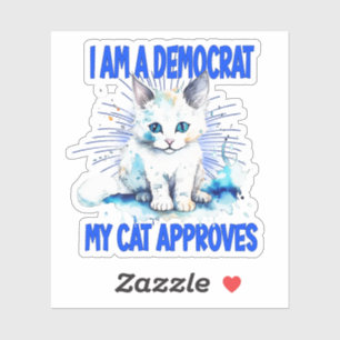 Sticker Je Suis Démocrate - Mon Chat Approuve