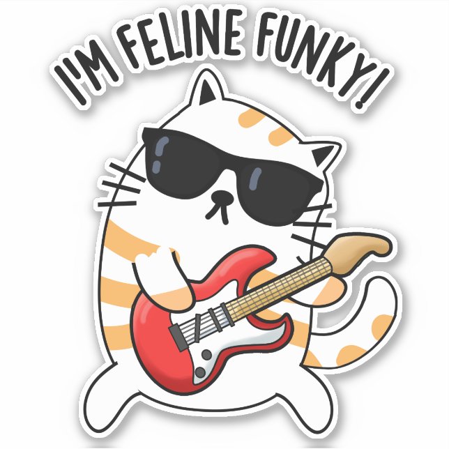 Sticker Je suis Feline Funky Funny Chat Pun (Devant)