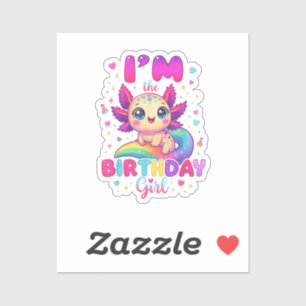 Sticker Je suis l'axolotl de la fille d'anniversaire