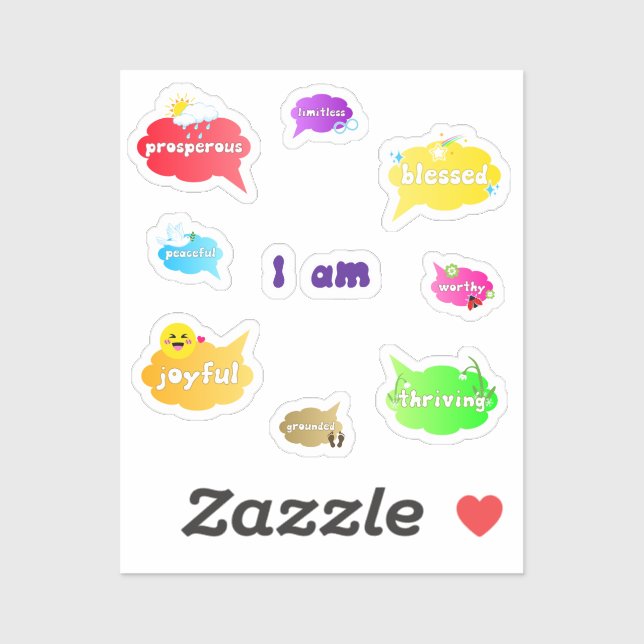 Sticker Je Suis Positive Affirmations Mots Self Love (Feuille)