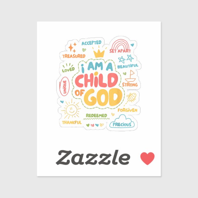 Sticker Je suis un Enfant de Dieu Rétro chrétien Jésus Foi (Feuille)
