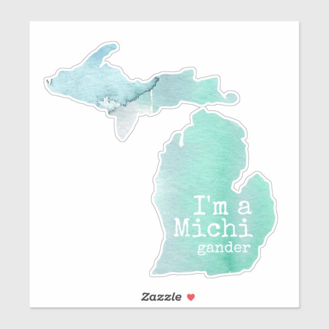 Sticker Je suis un Michigander aquarelle Silhouette State (Feuille)