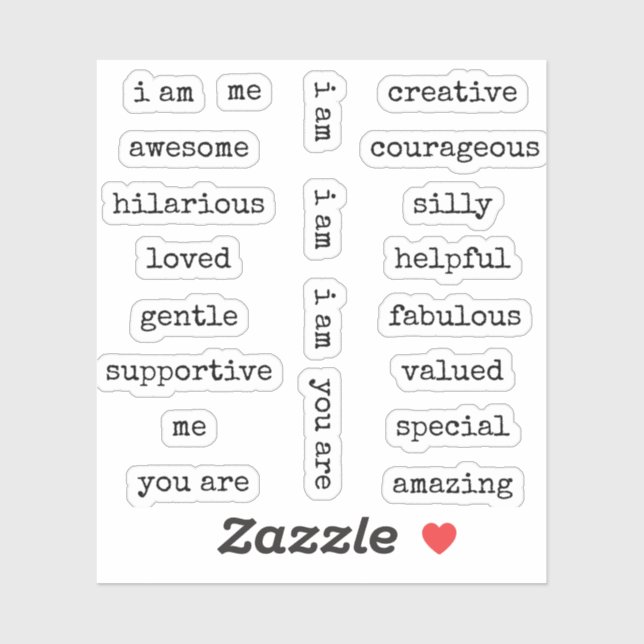 Sticker Je suis une affirmation motivationnelle (Feuille)