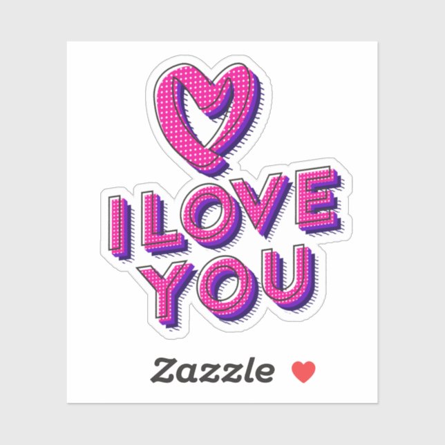 Sticker Je t'aime.  (Feuille)