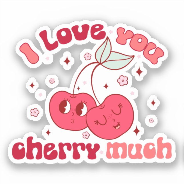 Sticker Je T'Aime Beaucoup Cherry (Recto)