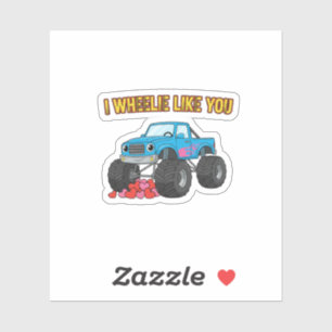 Sticker Je t'aime bien toi, monstre camion valentin mignon